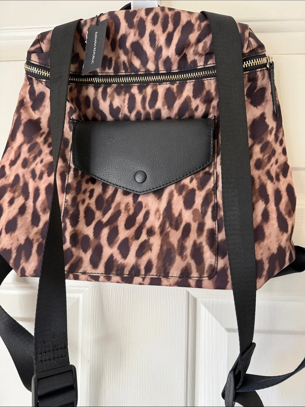 NWT BANANA REPUBLIC MINI LEOPARD NYLON BACKPACK/POCKET
